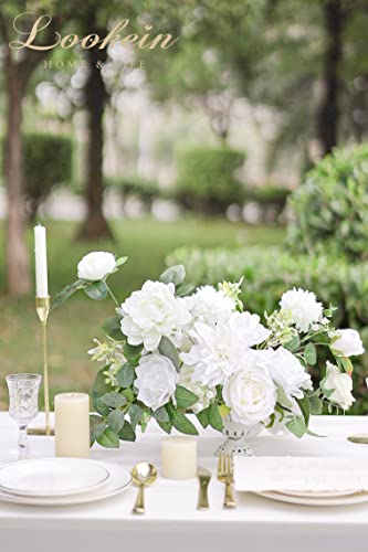 Lookein Artificial Flowers for DIY Wedding Decoration Bridal Bouquet Table Centerpieces Flower Garland Wreaths Aisle Arch Flower Decoration Home Decor, Vibrant Ivory image 4