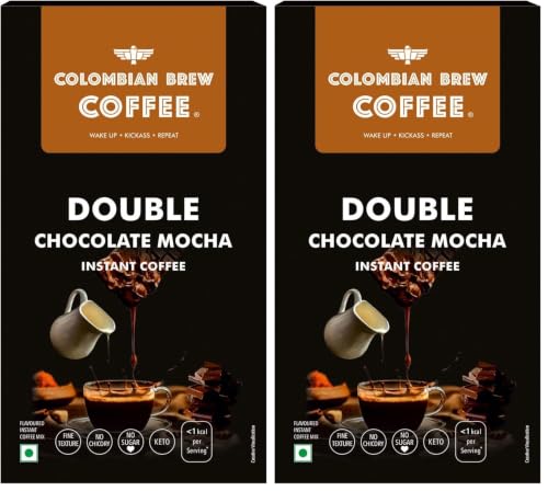Image of Colombian Brew Double Chocolate Mocha Instant Coffee, No Sugar Vegan, 50g (Pack of 2)