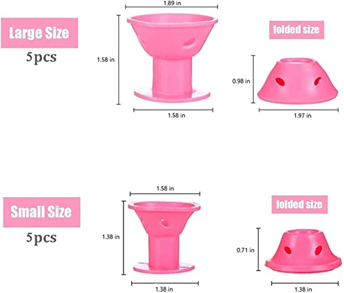 Image of JICOOT 10 Pcs Pink Magic Silicone Hair Rollers Heatless Curling Rod Headband Include 5pcs Large Overnight Hair Curlers & 5pcs Small Curlers for Women Girls Long and Short Hair