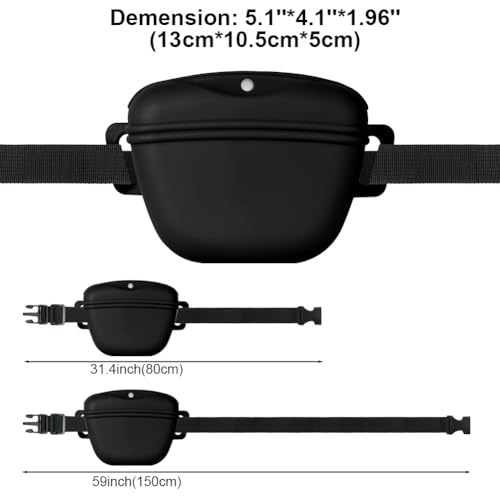 Aomig Leckerlibeutel für Hunde 3Pcs Hundeleckerli mit Trainingsklicker Gürtel Tasche Hundetraining Bauchtasche Gassitasche Futterbeutel Hunde Gassigehen Hundetraining Silikon Trainingstasche Schwarz