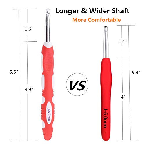 Ergonomic Crochet Hooks with Long Comfortable Handle, 30pcs Crochet Hooks Set with Case & Accessories