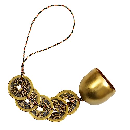 Amosfun Copper Coins Bell Pendant Vintage Feng Shui Hanging Bell Christmas Tree Ornaments Vintage Feng Shui Bell Charm