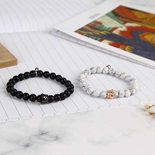 Magnetic Couple Bracelets King&Queen Crown Couple Bracelets His And Her Friendship 8Mm Beads Bracelet #TOP4