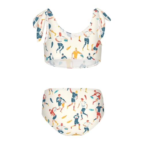 Girls' Bikini Set, Rugby Sports Kids Swimsuit 2 Pcs Beach Bathing Suit2