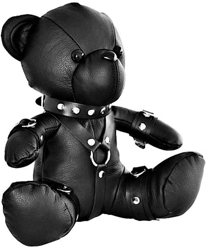 BDSM Teddybär aus Leder mit SM Harness und Fesseln/ein hochwertiges Geschenk