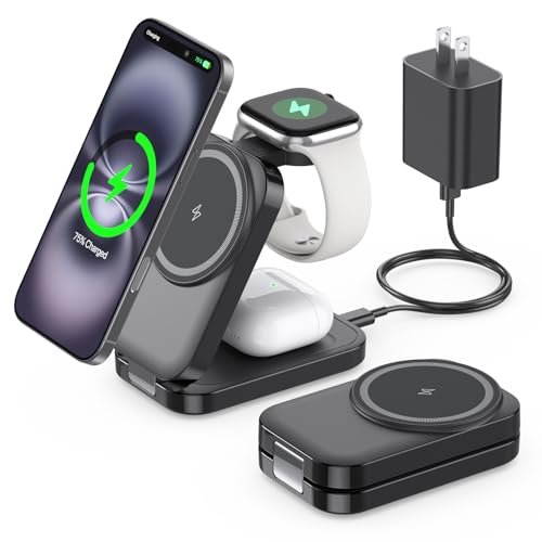 TEPNICAL 3in1 magsafe[d ܂ݎ RpNg CX[d [d 2.5-10Wo X^h iPhone 16/15/14/13/12V[Y/Airpods 2/3/pro/Apple WatchɑΉ y o