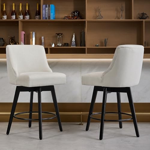 Image of 26 inch Counter Height Swivel Bar Stools, Set of 6, Cream