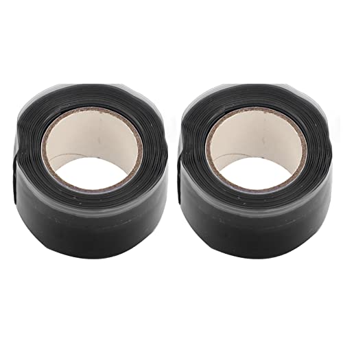 QANYEGN 2Pcs Silicone Grip Tapes, Self Fusing Flexible Tape, Double Sided Sealing Tape for Canoe Kayak Carbon Fiber Dragon Boat Paddles (Black)