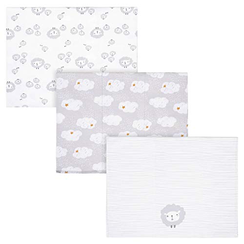 Gerber unisex baby 3 Pack Knit Burp Cloth Handkerchief, Lamb White, One Size US