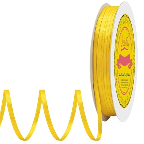 Image of Double Face Maize Yellow Thin Satin Ribbon 1 /8 inch X 100 Yards Polyester Maize Yellow Ribbon for Gift Wrapping Very Suitable for Weddings Party Hair Bow Invitation Decorations and More