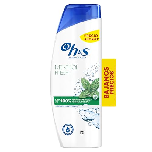 H&S Menthol Fresh Champú Anticaspa 330ml. Actúa contra la caspa, grasa y el picor desde el primer lavado hasta 100% protección contra la caspa, clínicamente comprobado. Con efecto refrescante
