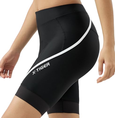 X-TIGER Short Cycliste Femme avec Rembourré pour Velo Short VTT Séchage Rapide Respirant Cuissard Velo Femme Poches