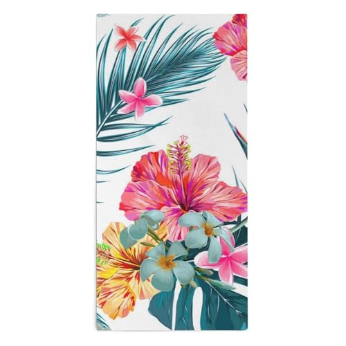 velumair Vintage Tropical Flowers Bathroom Hand Towels Hawaiian Style Tropical Plants Absorbent Soft Bath Fingertip Towels for Bathroom Home Kitchen Decorative
