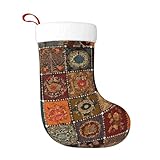 MRDHHHKB Double-Sided African Style Patchwork Printed Christmas Stocking 17.7 Inch with Plush Cuff for Fireplace Gift Bag Xmas Tree Decor