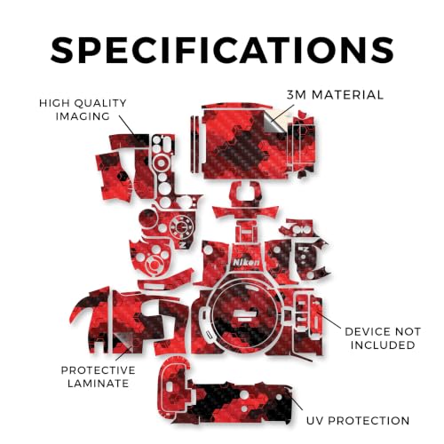 Image of Carbon Fiber Camera Skin Compatible with Nikon Z5 II (2025) - Red Hexa Camo - Premium 3M Vinyl Protective Wrap Decal Cover - Easy to Apply | Crafted in the USA by MightySkins