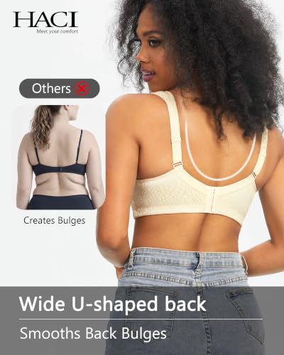Image of HACI Women Minimizer Bra Full Coverage Everyday Wirefree Unpadded Plus Size