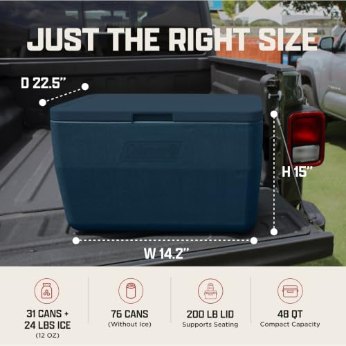 Image of Coleman Chiller 9 /16 /30 /48 /60qt Cooler with Ice Retention, Leak Resistant, Great for Camping, Concerts, Sports, and More