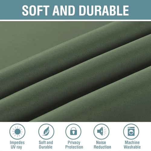 Image of H.VERSAILTEX Green Blackout Curtain for Living Room Thermal Insulated Window Treatment Curtain Extra Long 102 inch Length Energy Saving Solid Blackout Drape, 1 Panel, Bronze Green, 52 inch W x 102 inch L