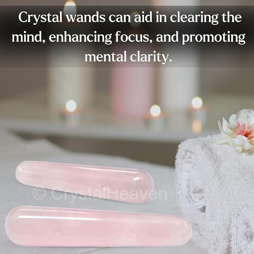 Image of Crystal Heaven Certified Rose Quartz Wand-Smooth Crystal Wand For Energy Healing,Chakra Balancing,Meditation And Home Decor-Crystals And Healing Stones For Gift
