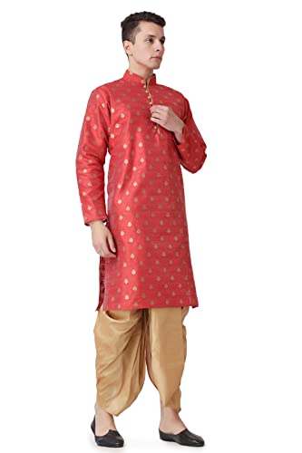 Image of Royal Kurta Men's Silk Blend Printed Kurta Dhoti Set
