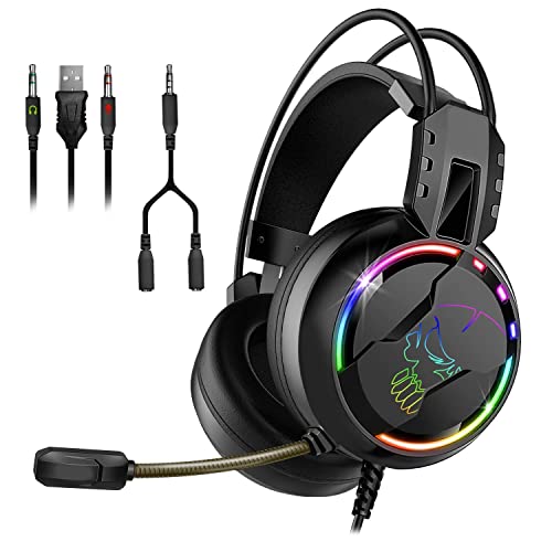 SPIRIT OF GAMER – PRO-H7 – Casque Audio Pro Gamer - Simili Cuir - Microphone Flexible – Rétro Eclairage LED RGB Rainbow des Ecouteurs – Multiplateforme PC ET CONSOLE