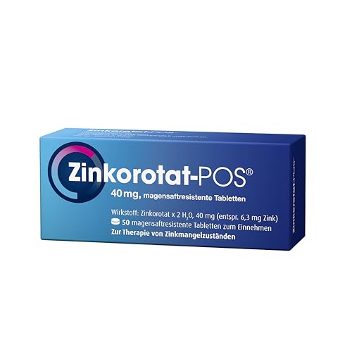 Zinkorotat-POS 40 mg 50 Stück - magensaftresistente Tabletten zur Behandlung von Zinkmangelzuständen die ernährungsmäßig nicht behoben werden können - für Erwachsene Schwangere & Kinder ab 4 Jahren