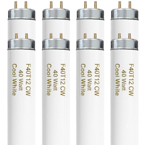 Konideke 8-Pack F40T12/841 Fluorescent Light Bulbs 40W T12 Cool White 4100K 48-Inch (4-Foot) Linear Tube G13 Bipin Base
