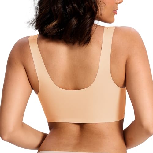 2 Pack Women's Seamless Soft Bra, Wireless Sleep Comfortable Pullover Bras for Women, Full Coverage T-Shirt Bralette3