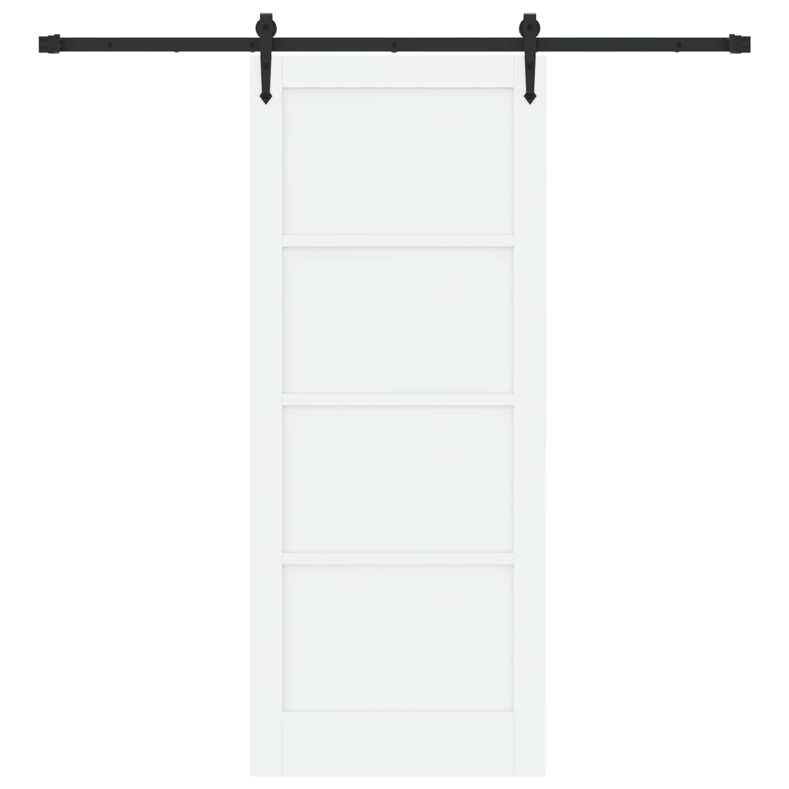 ORKDAL - Porta scorrevole bianca e nera in legno di pino massiccio, 83 x 202 cm, per interni, scorrevole silenziosa, con guida in acciaio, salvaspazio, per appartamento, casa e divisorio
