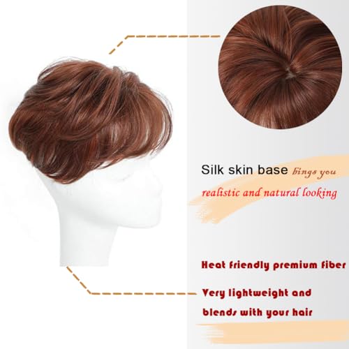 Image of PORSMEER Hair Toppers for Women Short Pixie Cut Pieces for Women with Thinning (Auburn)