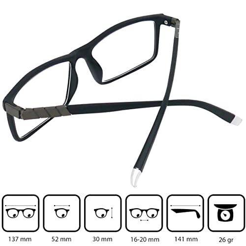 Mini Brille, 3 Pack Blue Light Blocking Reading Glasses with Rectangle Lens, Plastic Frame - Image 4