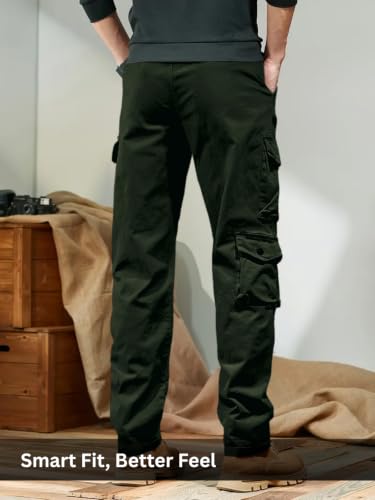 Image of Leriya Fashion Men's Cargo Pants | Multi Pocket Cotton Cargo Joggers for Men | Loose Fit Stylish Pant with Pockets | Casual Baggy Trousers & Streetwear Lower