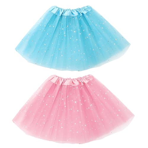 EUPSIIU 2 Piezas Faldas Tutú para Niñas, Tutu Elastico, Princesa Ballet Tutus, Estrella Lentejuelas Baile Ballet Tutú Falda, Faldas Tutú para Mujeres, para Danza Rendimiento Fiesta