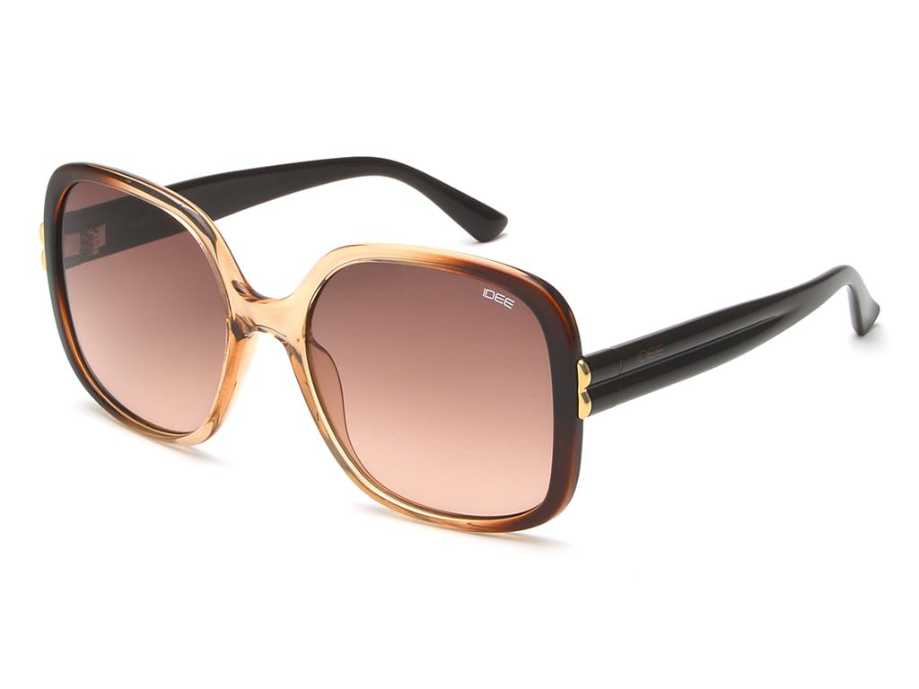 100% UV protected sunglasses for Women with Shiny Crystal Brown-Dark Brown Polycarbonate frame | Size - Large with Browncolored lens-image-5