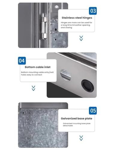 Lockable Weatherproof Electrical Junction Box, 304 Stainless Steel Enclosure with Mounting Plate for Outdoor Use, Durable Electrical Box for Secure Connections
