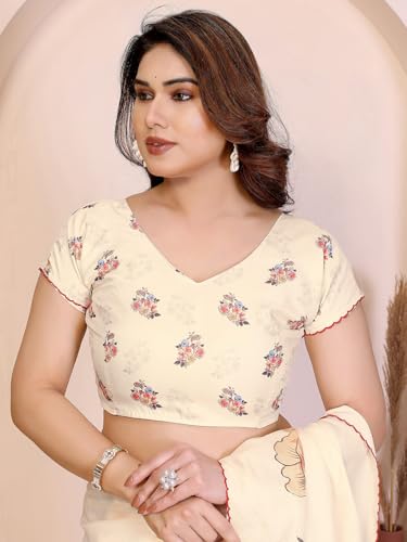 Image of Satrani Women's Tussar Silk Floral Printed Saree with Unstitched Blouse Piece