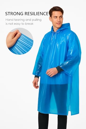 Image of Waterproof Unisex Raincoat | Hooded Full Sleeves Outdoor Poncho for Men, Women, Boys & Girls | Disposable Poncho Raingear Travel Rainsuit Barsaati Durable PVC Rainwear for Camping, Hiking, Travelling