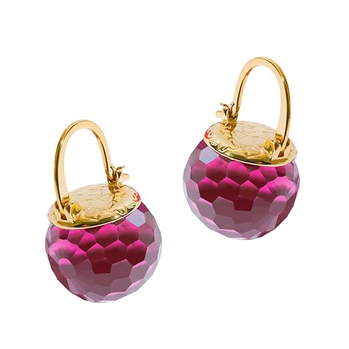 Image of Crystal Earrings for Women, Sparkly Austrian Crystal Disco Ball Earrings, 18K Gold Plated Post Drop Earrings with Colorful Spheres, Hypoallergenic & Lightweight, Ideal Gift for Her