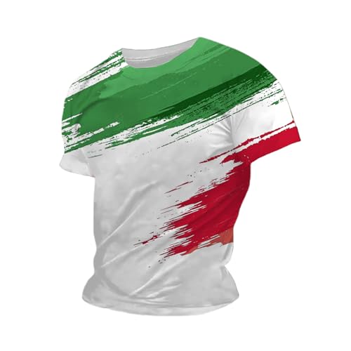 Vhersily Maglietta Italy Uomo Italia T Shirt for Men Stampa Bandiera Italiana Artistica Tee alla Moda a Maniche Corte con Scollo Tondo e Motivo, Fresche e Traspirant, Sportivo Fitness Running