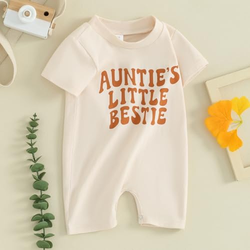 Aunties Bestie Baby Clothes Gender Neutral Baby Boy Girl RomperJumpsuit Infant Summer Letter Print Short Jumpsuit2