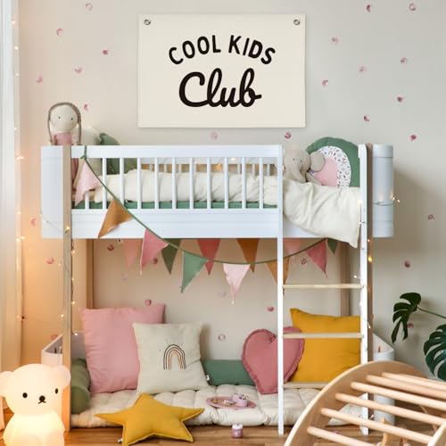 Image of Playroom Wall Decor Cool Kids Club, Kids Playroom Decor, Linen Banner Wall Hanging Banner Flag, Classroom Decorations, Baby Shower Gifts 30x20