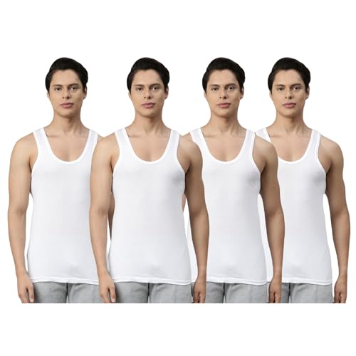 Image of INNERO Men's Vest | Cotton Sleevless Round Neck Vest, Baniyan, Ganji, Undershirt (White)