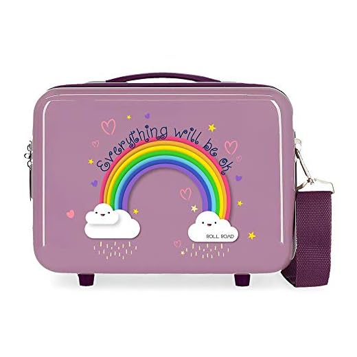 ROLL ROAD Arcoiris Everything Ok, Neceser ABS Niñas, Morado, 29x21x15 Cms