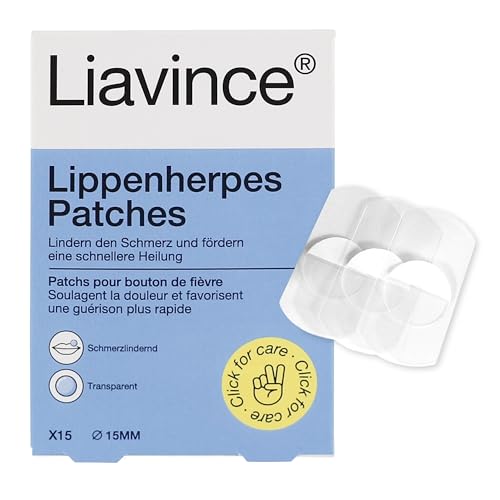Liavince Lippenherpes-Patches, 15 runde Herpes Pflaster, Schnellere Heilung, Transparent, Gelatinefrei, Wasserdicht, Schmerzlindernd, Virenbarriere, Reduzieren Narbenbildung