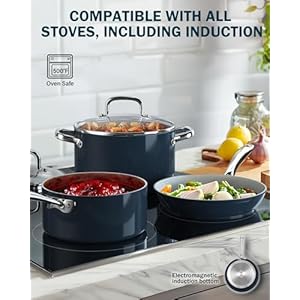 Cook N Home Nonstick Sauce Pan with Glass Lid, 1.5-Quart Small Saucepan Hard Anodized Non Stick Ceramic Cookware, Induction Cooking Pots and Pans with Stay-Cool Handles, Cacerola, Blue Cook N Home Nonstick Sauce Pan with Glass Lid 15 Quart Small Saucepan Hard Anodized Non Stick Ceramic Cookware Induction Cooking Pots and Pans with Stay Cool Handles Cacerola Blue