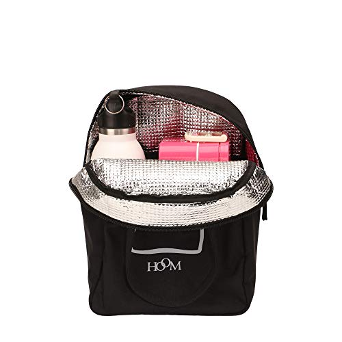 Image of HOOM Insulated Lunch Bag for Office Men, Women and Kids, Leak Proof Water Resistant Polyester Made Lunch Tiffin Bag with Quotes (Black Take Time for Yourself)