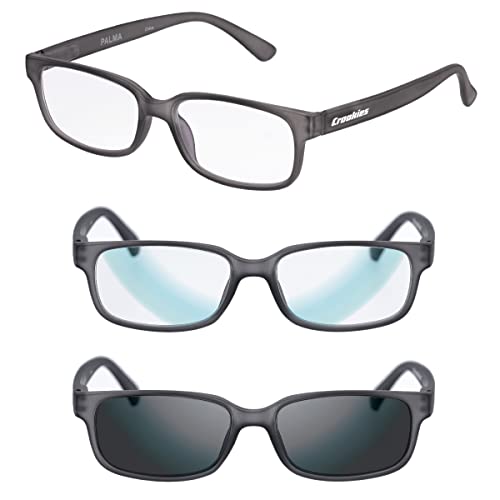 Croakies Palma Photochromic Progressive Eyewear | UV400 Sunglass for Outdoor | Bluelight Eyeglass for HEV Devices | Bundle
