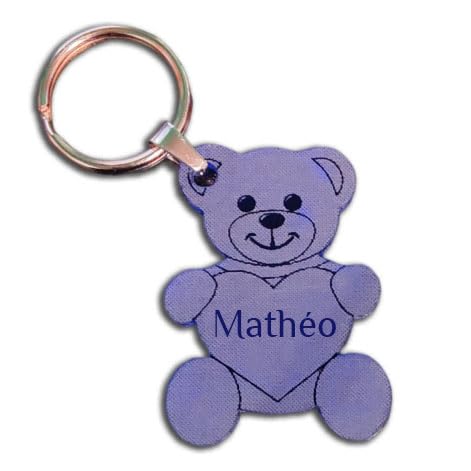 Porte-clés ourson gravé, petit modèle, personnalisez-le avec Votre Texte, 6 coloris disponibles