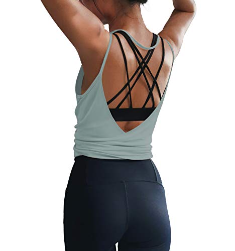 Image of LEXISLOVE Womens Workout Shirts Sexy Open Back Activewear Workout Clothes Sports Yoga Tank Tops