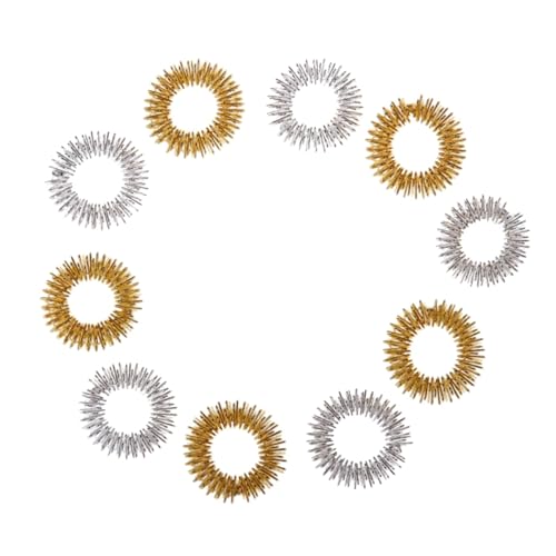 HANABASS 10pcs Acupressure Ring Finger Massager Reflexology Bands Stainless Steel Chinese Medicine Technique